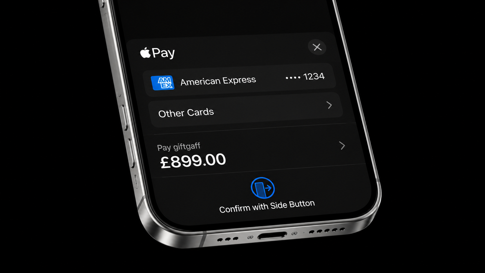 giffgaff Payments project preview, dark mode